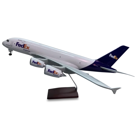 Premium Resin FedEx A380 Scaled Aircraft Model - Landing Gear a large-scale airplane crafted with precision for aviation collectors and enthusiasts
