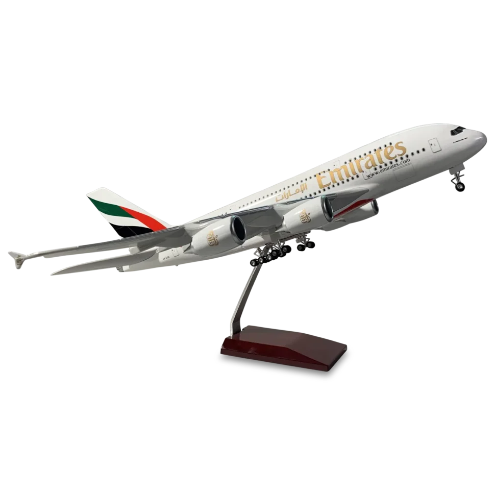 High Quality Fly Emirates A380 Airplane Resin model Without Landing Gear & LED A premium aviation collector’s model and perfect gift for pilots