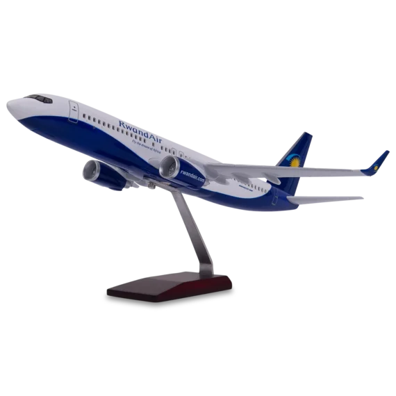 Premium Resin Replica Rwanda Airlines B737-800 Airplane Scale Model - Without Landing Gear & LED