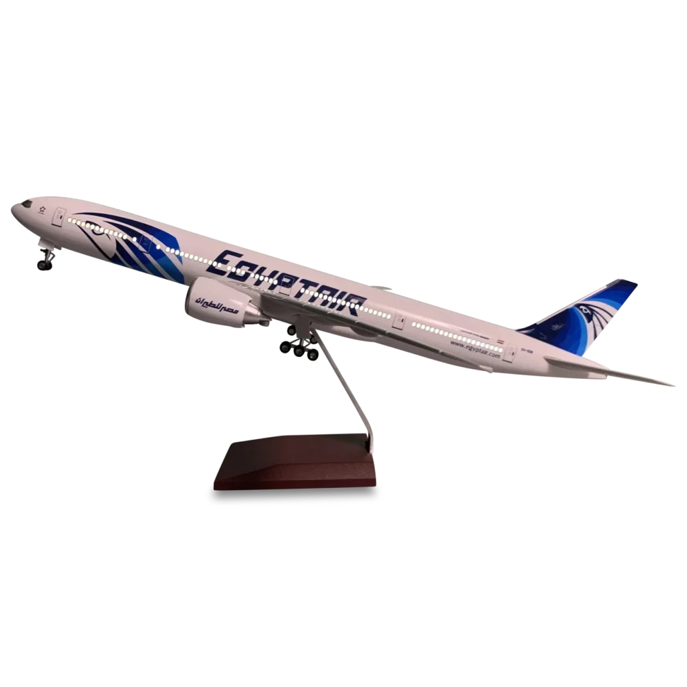 high-quality aircraft replica Egypt Air B777-300 Resin Aircraft model With Landing Gear & LED a large scale aircraft exceptional gift for pilots and collectors alike